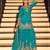 Blue chinon silk full stitched free size palazzo suits upto 42