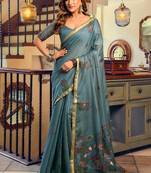 kolkata cotton litchi work saree with fancy tassels