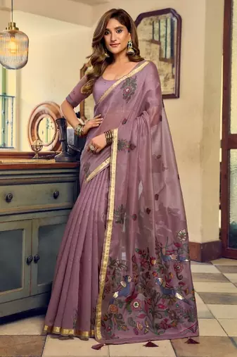 kolkata cotton litchi work saree with fancy tassels