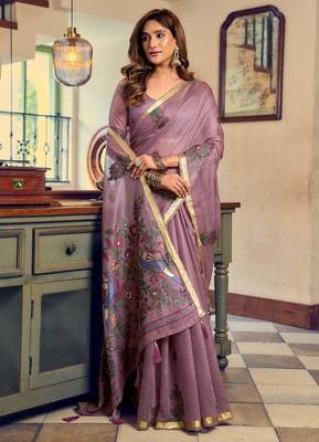 kolkata cotton litchi work saree with fancy tassels 4