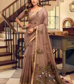 kolkata cotton litchi work saree with fancy tassels