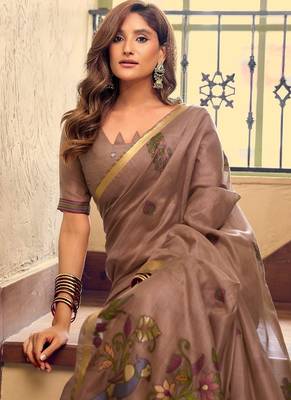 kolkata cotton litchi work saree with fancy tassels 4