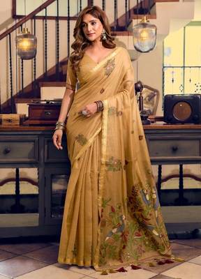 kolkata cotton litchi work saree with fancy tassels 2