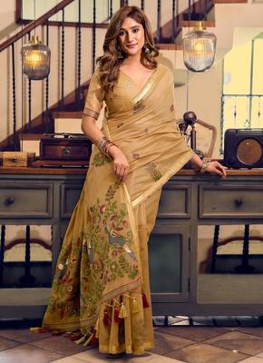 kolkata cotton litchi work saree with fancy tassels 4
