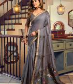 kolkata cotton litchi work saree with fancy tassels