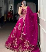 rani pink art silk embroidered Lehenga set