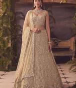beige net embroidered Lehenga set
