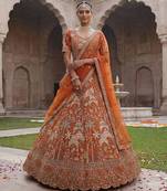 orange silk embroidered