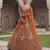 orange silk embroidered lehenga set