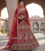 red silk embroidered
