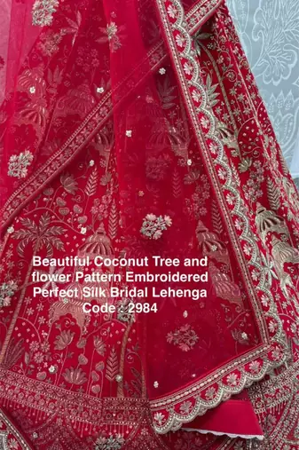 red silk embroidered lehenga set