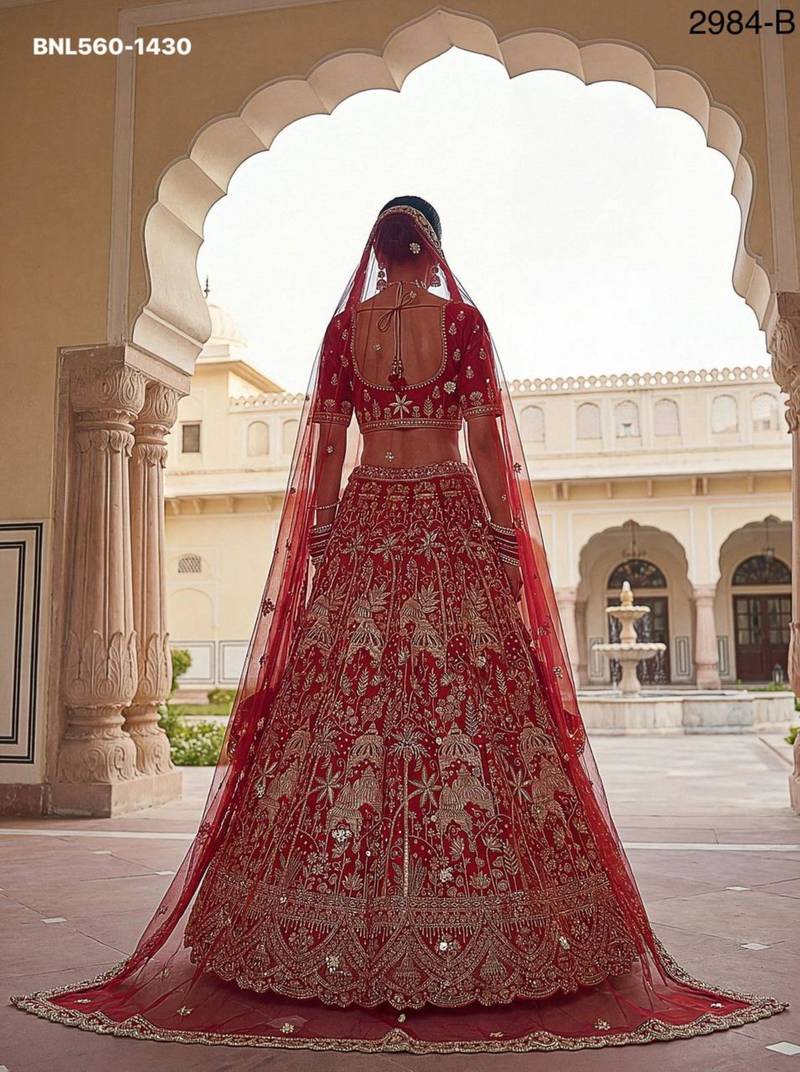 red silk embroidered
