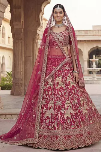 rani pink silk embroidered