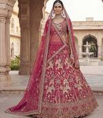 rani pink silk embroidered