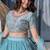 aqua blue silk blend embroidered Lehenga set