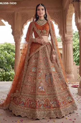 orange silk embroidered