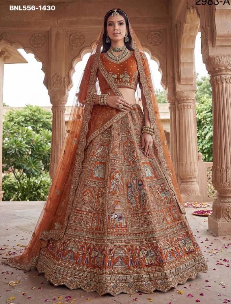 orange silk embroidered