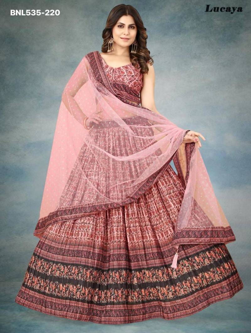 multicolor silk blend printed Lehenga set