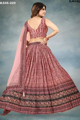 multicolor silk blend printed Lehenga set