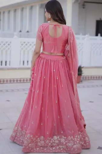 light pink silk blend embroidered Lehenga set