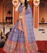 multicolor silk blend printed Lehenga set