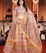 multicolor silk blend printed Lehenga set