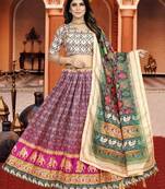 multicolor silk blend printed Lehenga set