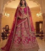 rani pink silk embroidered Lehenga set