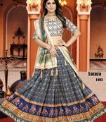 multicolor silk blend printed Lehenga set