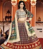 multicolor silk blend printed Lehenga set