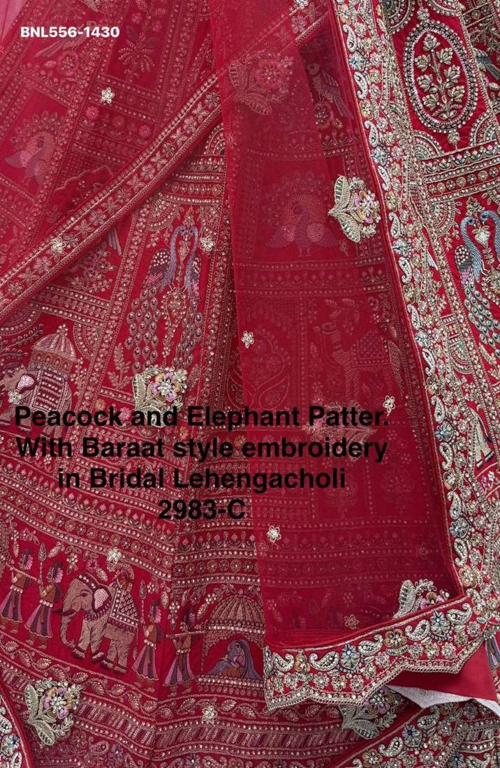 dark red silk embroidered Lehenga set