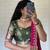 green silk blend woven Lehenga set
