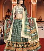 multicolor silk blend printed Lehenga set