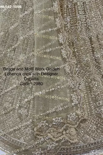 beige net embroidered Lehenga set