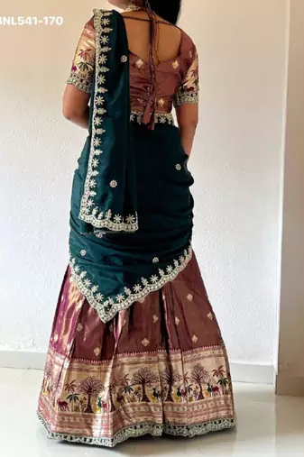 pink silk blend woven Lehenga set