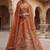 orange silk blend embroidered Lehenga set