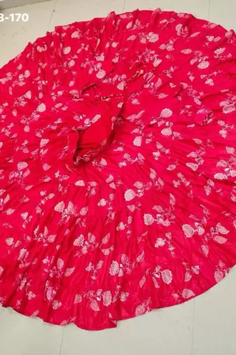 red crepe printed Lehenga set