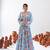 sky blue crepe printed Lehenga set