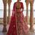 red silk blend embroidered Lehenga set