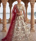 off white silk blend embroidered Lehenga set
