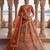 orange silk blend embroidered Lehenga set