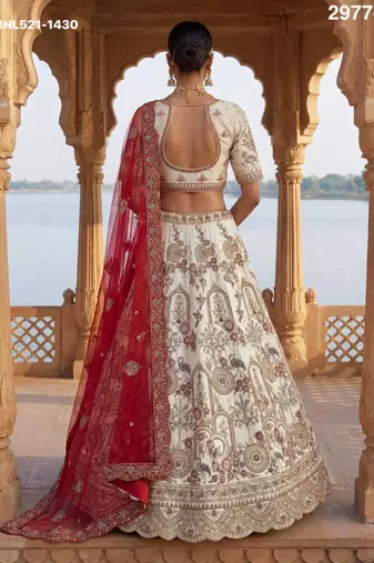 off white silk blend embroidered Lehenga set