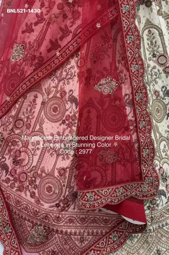 off white silk blend embroidered Lehenga set