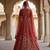 red silk blend embroidered Lehenga set