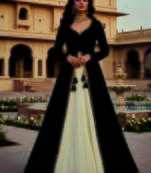 Black and Ivory Long Anarkali Lehenga
