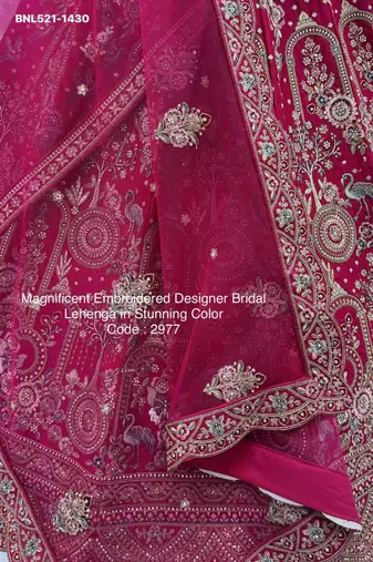 rani pink silk blend embroidered Lehenga set