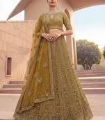 mustard net embroidered Lehenga set