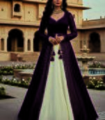 Dark plum and Ivory Long Anarkali Lehenga
