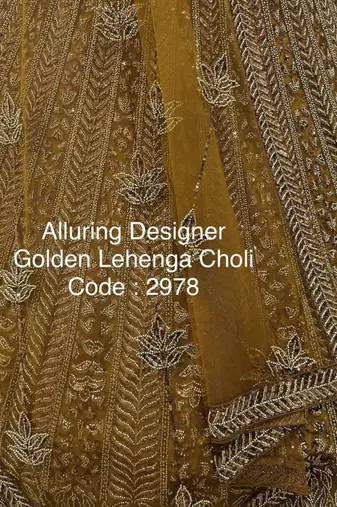 mustard net embroidered Lehenga set