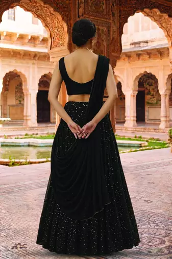 Black sequin Lehenga with choli and Dupatta